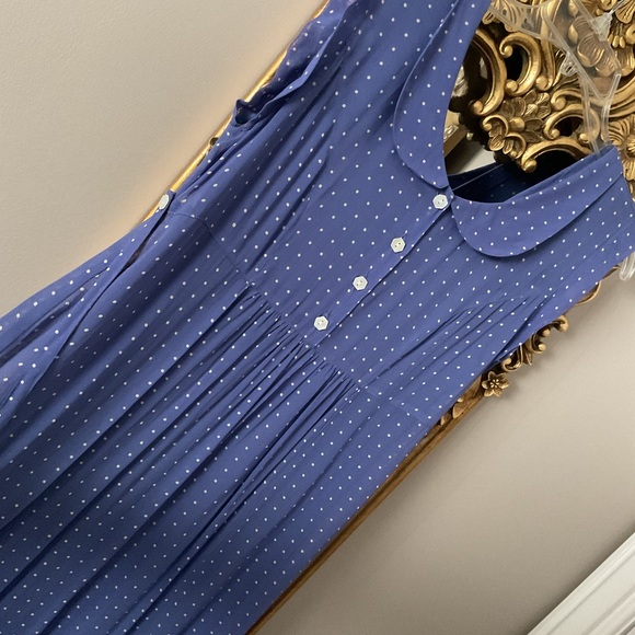 April Cornell Rayon Cornflower Blue/White Polka Dots Long Summer Dress sz 1 - Picture 5 of 10